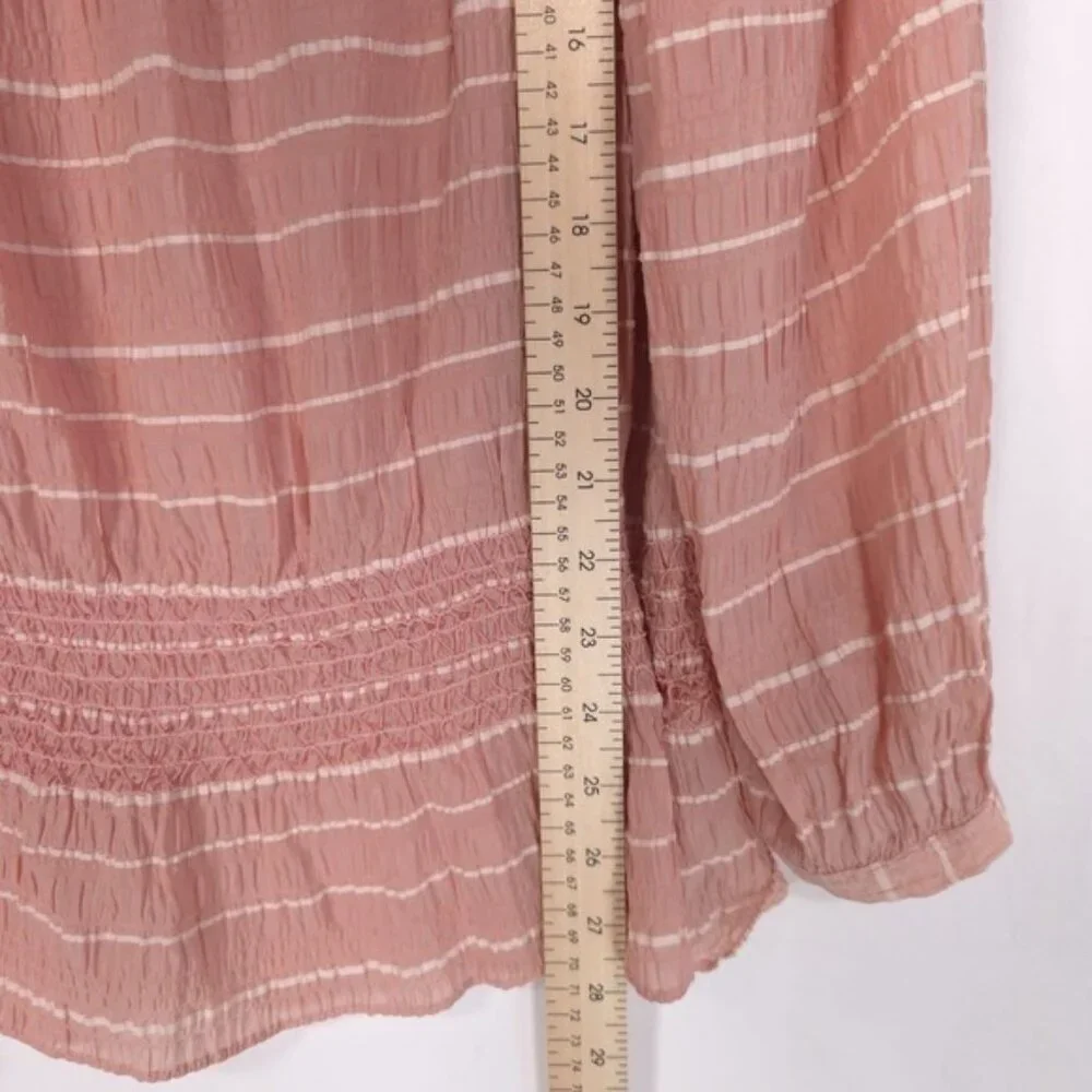 TORY BURCH Women's Top‎ Size 6 SILK Blend Pink Chiffon LS Off Shoulder 13121197